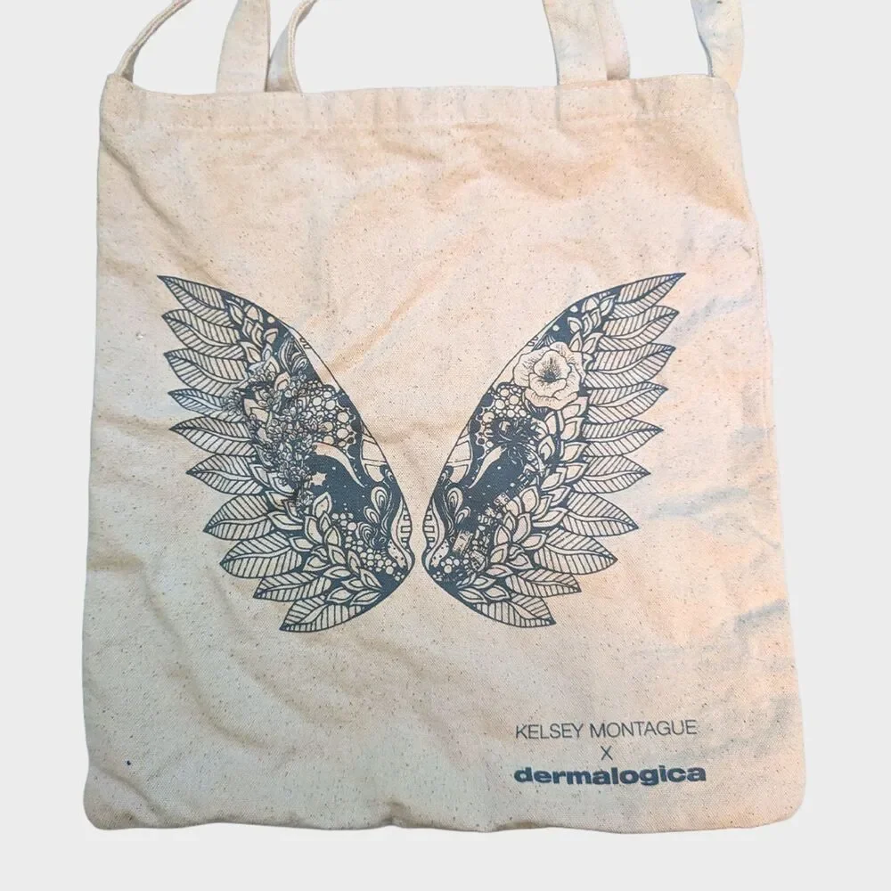 Kelsey Montague x Dermalogica Canvas Tote Bag Angel Wings 2019 Limited Edition